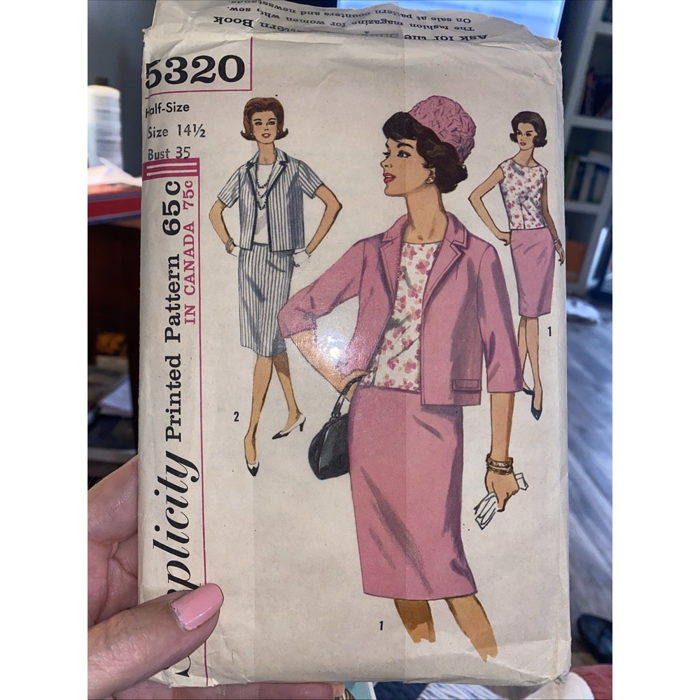 Vintage 1963 Simplicity Ladies Suit Pattern 5320 Size 14.5 Bust 35 Cut Complete
